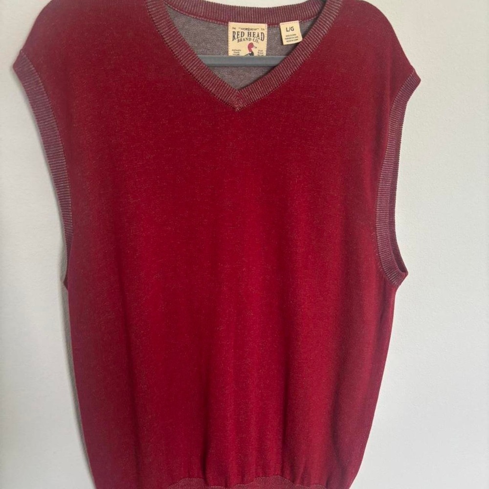 Vintage RedHead Brand Co. V-Neck Sweater Vest – Red – Large